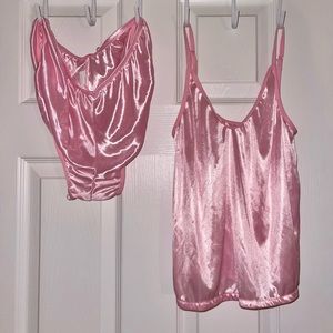 Silky Pink PJ spaghetti strap and shorts. Size M.
